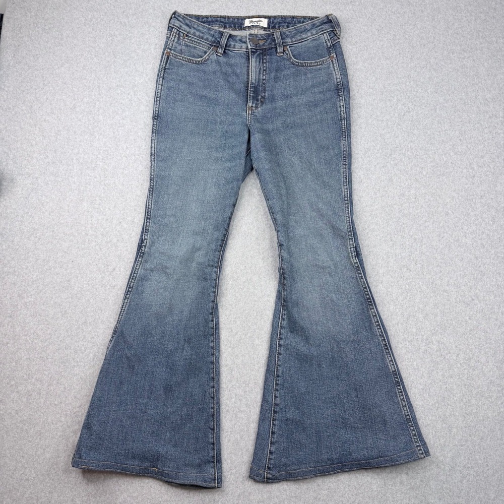 Wrangler Retro Women Blue High Rise Flare Bell Bottom Jeans 27x34 1011MPFKP